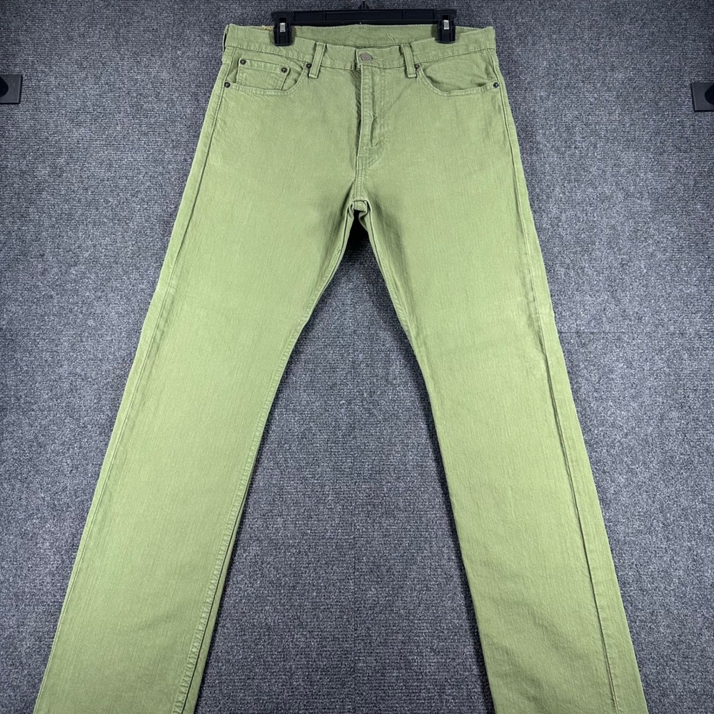 Levi's 513 Jeans Mens 33x32 Olive Green Slim Straight Stretch Denim Pants